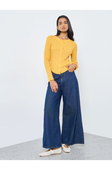 Yellow Long Sleeve Knit Top