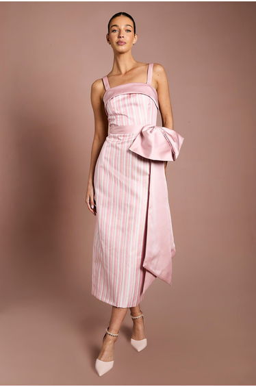 Coast Muse Striped Bow Detail Column Maxi Dress