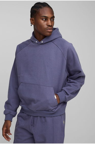 Premium Man Script Heavyweight Oversized Boxy Raglan Hoodie - purple