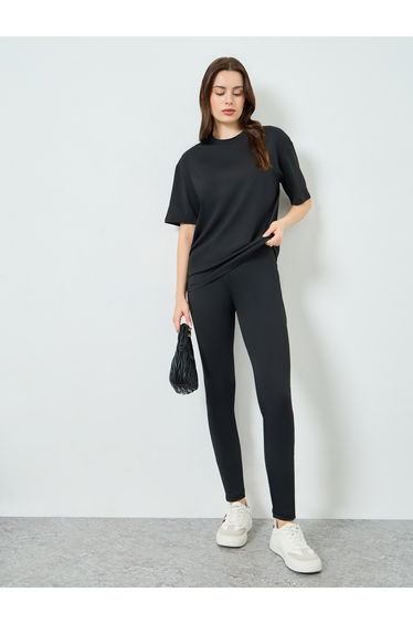Black Oversized T-Shirt and Leggings Co-ords