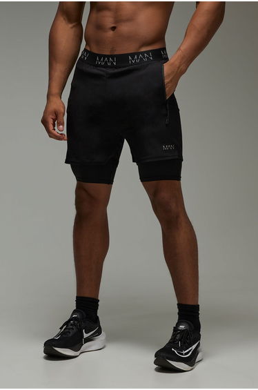 Man Active Gym 2-in-1 Short - black