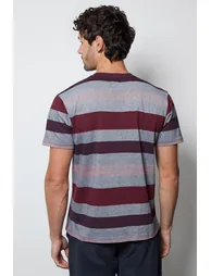 Burgundy Barbados Stripe T-Shirt - 2