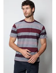 Burgundy Barbados Stripe T-Shirt - 1