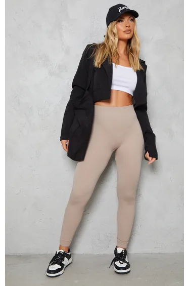 Stone Contour Rib Cuffed Detail Leggings