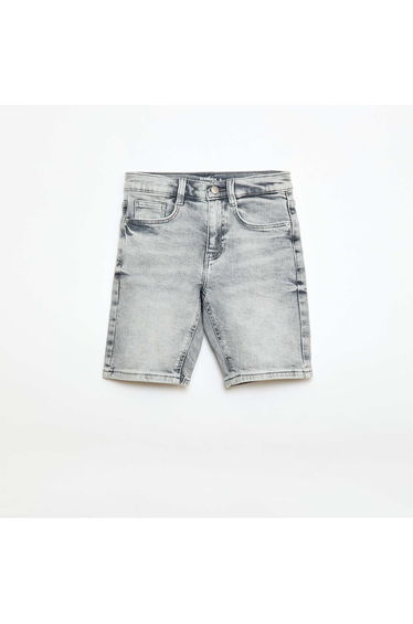 Slim denim Bermuda shorts GREY