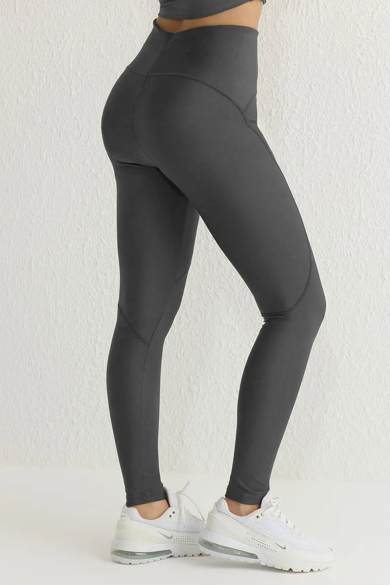 Sports Leggings - Gray - High Waist - 3
