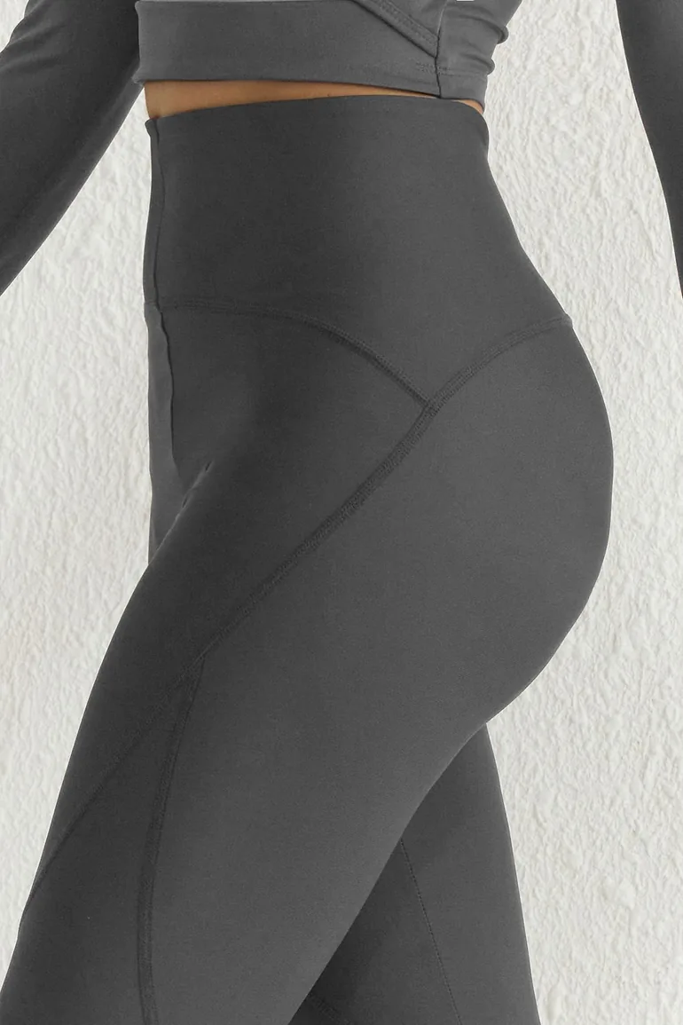 Sports Leggings - Gray - High Waist - 4