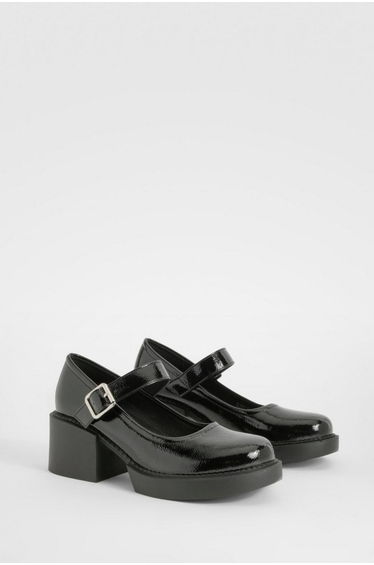 Chunky Heeled Mary Janes - black
