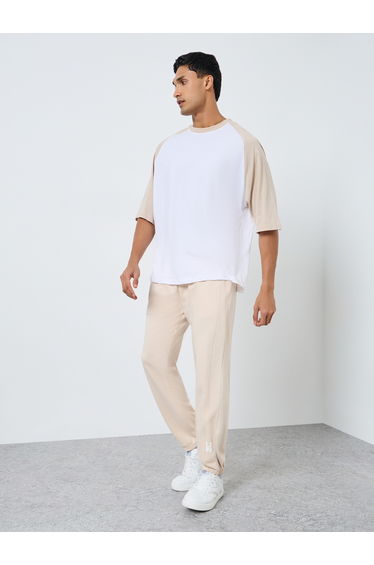 Men Slim Fit Panel Print Joggers