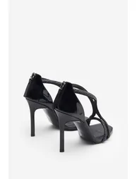 Pluto | Black Patent Diamante Heeled Sandals - 3