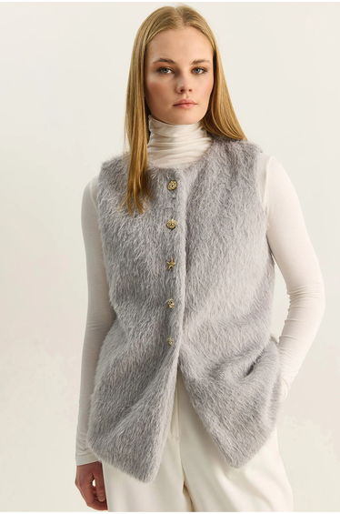 LUCCI Plush Waistcoat with Button Closure