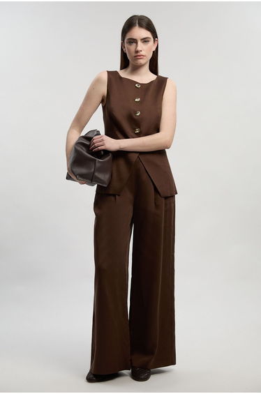 Petite Tailored Linen Wide Leg Trouser