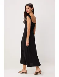 Black Gipeli Heart Collar Maxi Woven Dress - 3