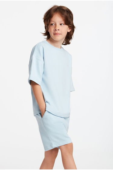 Bogota Boy's Embroidered Crew Neck Blue Tracksuit Set