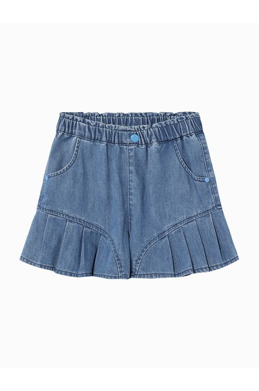 Girls' Pleated Denim Shorts