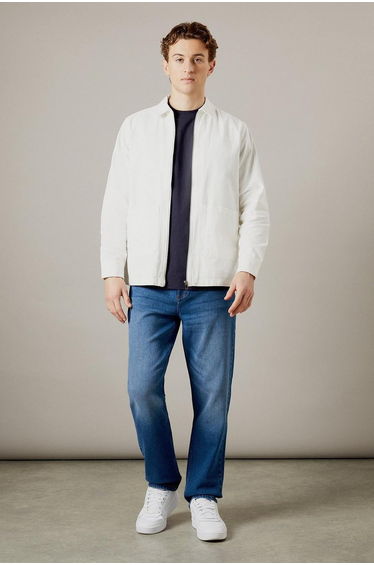 Mid Wash Stretch Straight Fit Jeans