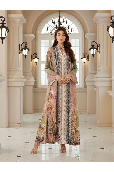 Women Printed V-Neck A-Line Jalabiya
