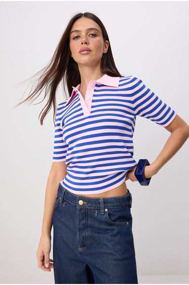 Saks Summer Premium Special Yarn Knitwear Blouse