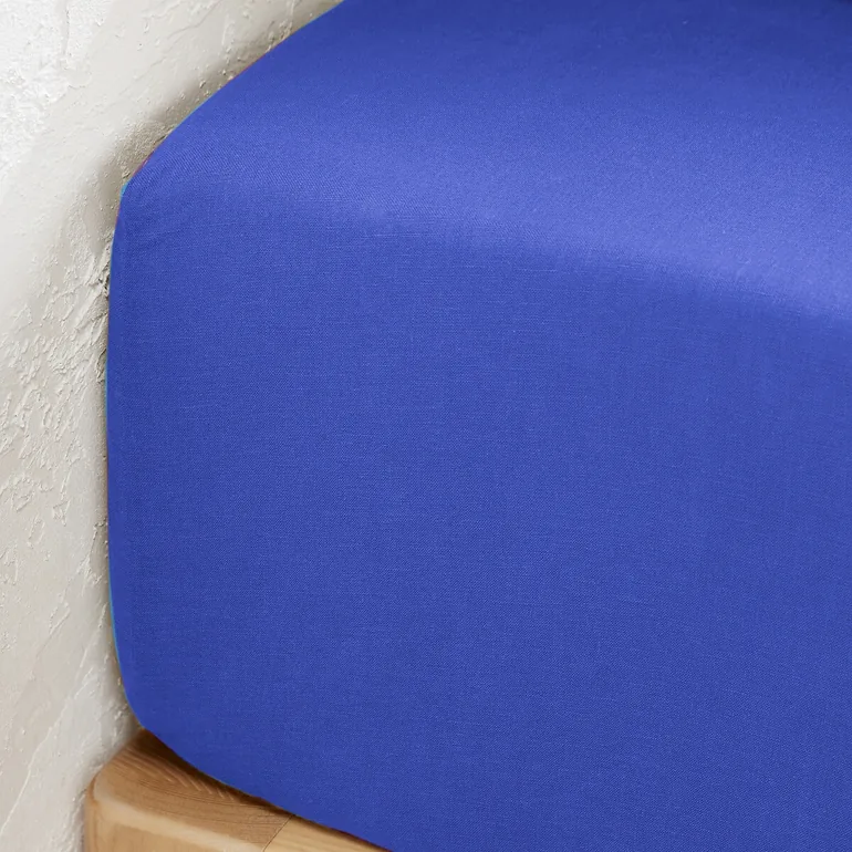 شرشف سرير كتان مغسول بحواف مطاطية لمراتب بإرتفاع 30سم - 1