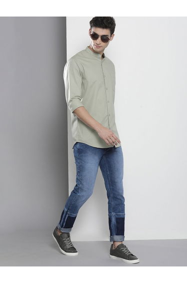 Men Cut and Sew Panel Slim Fit Jeans