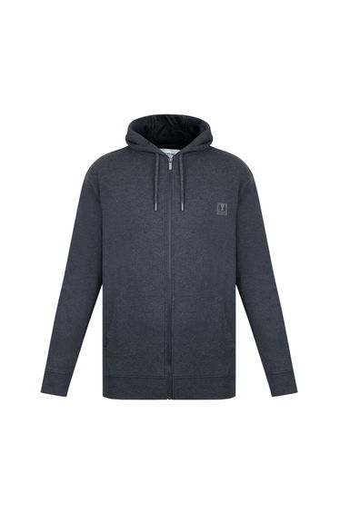 Firetrap Mens Logo Full Zip Hoodie - Charcoal Marl