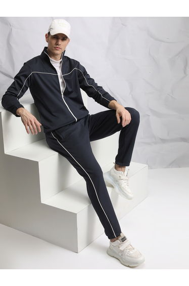 Contrast Piping Detail Zip-Up Sweatshirt