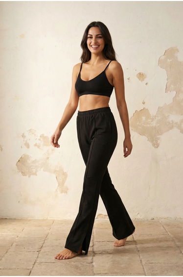 MY FASHION High-Waist Wide-Leg Knit Joggers
