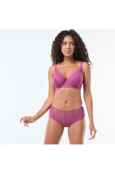 Full-coverage lace demi-cup bra PINK