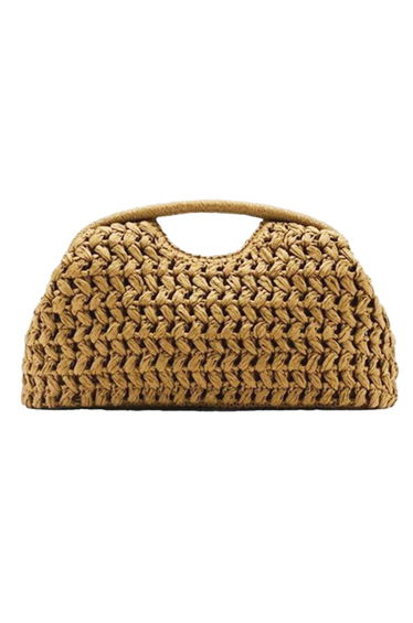Artisan Chunky Braided Paper Straw Handbag in Caramel for Coastal City Sightseeing & Park Picnics