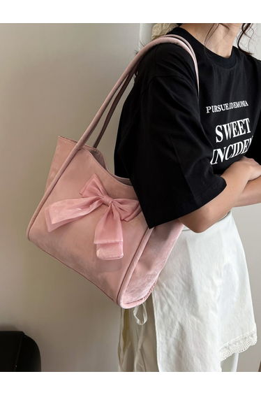Pink Shoulder Bag with Bow Detail