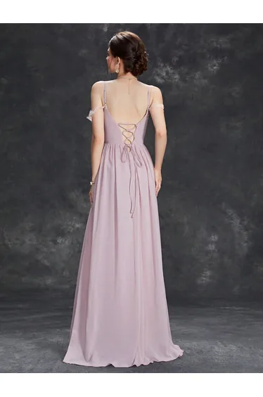 Leely Elegant Spaghetti Straps Sleeveless Evening Gown