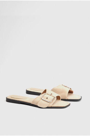 Faith: Freya Faux Suede Buckle Detail Sliders