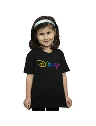 Disney Girls Colour Logo Cotton T-Shirt - Black