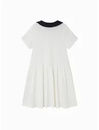 Girls' Dress With Contrast Collar - 1