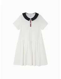 Girls' Dress With Contrast Collar
