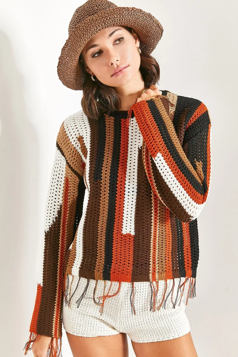 Women's Multi-Patterned Knitwear Sweater