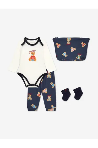 Guess Baby Teddy Bear Bodysuit Set in Navy