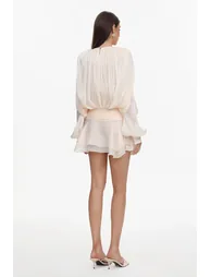 فستان قصير بكشكش بأكمام طويلة بفتحات - 12