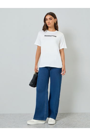 Women White Slogan Oversized T-Shirt