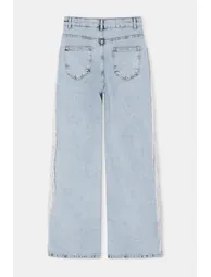 Limited Edition Light Blue Tassel Detailed High Waist Wide Leg Jeans - 3