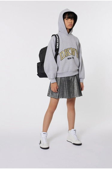 Dkny Logo Ny Hood Grey Marl - grey
