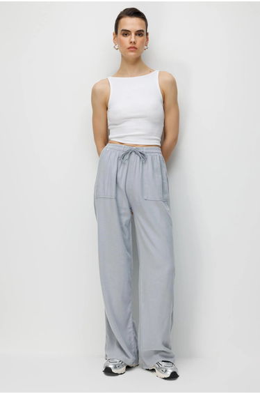Mixray Elastic Waist Straight Leg Pants