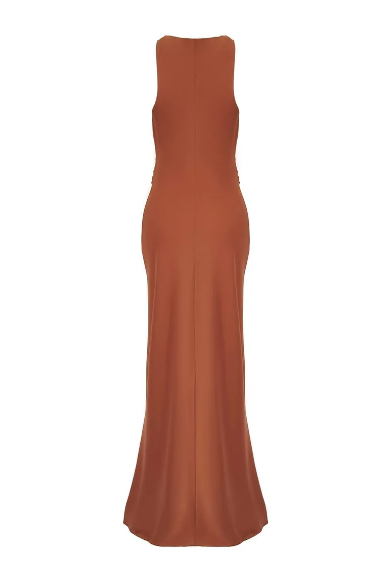 Brown Bodycon Satin Woven Maxi Evening Prom Dress Trendyol : Evening Dresses  : VogaCloset Qatar