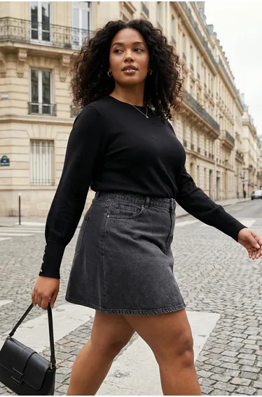 Black mercerized premium yarn / special yarn basic knitwear sweater