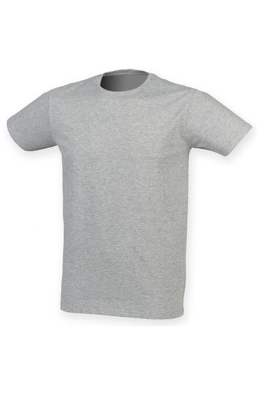 Skinni Fit Men Mens Feel Good Stretch Short Sleeve T-Shirt - Heather Grey