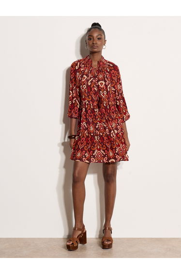 Shimmer Ikat Babydoll Mini Dress