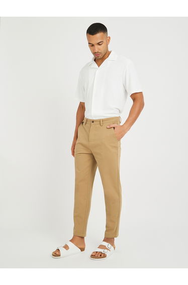 Solid Mid Rise Relaxed Fit Chino Pants