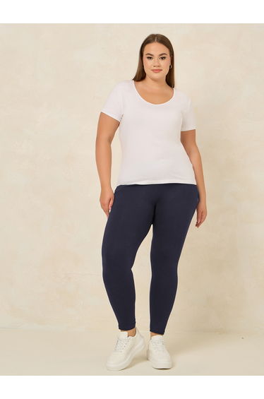 Plus Size Elastic Waistband Basic Leggings