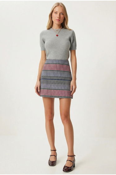 ISTANBUL High Waist Mini A-Line Plaid Skirt