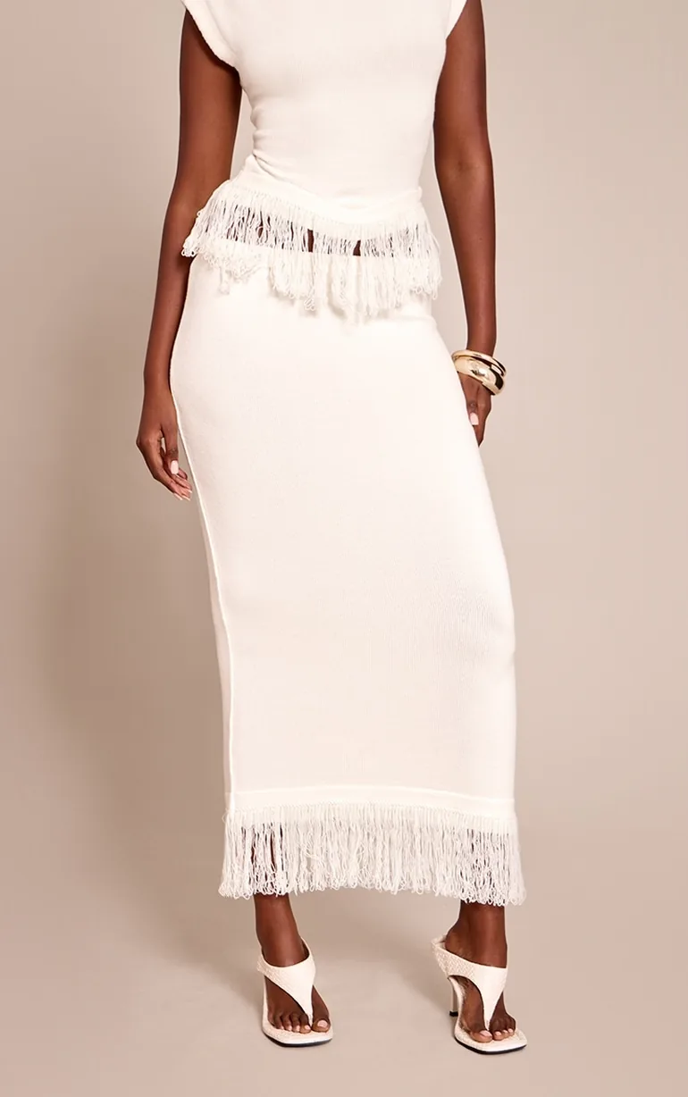 تنورة بريتي ليتل ثينق بلون كريمي ماكسي بقصة مستقيمة - 1